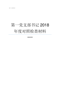 第一党支部书记2018年度对照检查材料第一任党支部书记