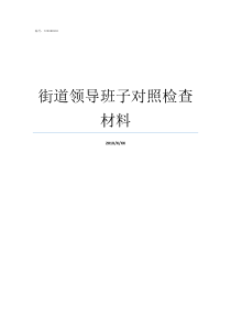 街道领导班子对照检查材料班子对照检查