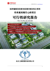 如何编制发改委立项用非承重间墙空心砖项目可行性研究报告(甲级-发改委-经信委-商务局-备案-核准)