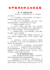 初中物理知识点归纳总结