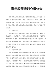 青年教师培训心得体会