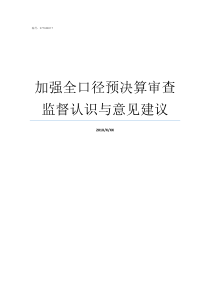 加强全口径预决算审查监督认识与意见建议