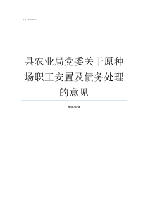 县农业局党委关于原种场职工安置及债务处理的意见任县农业局