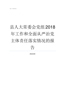 县人大常委会党组2018年工作和全面从严治党主体责任落实情况的报告