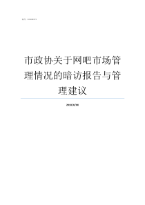 市政协关于网吧市场管理情况的暗访报告与管理建议网吧谁管