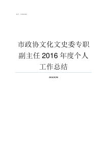 市政协文化文史委专职副主任2016年度个人工作总结