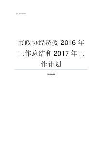 市政协经济委2016年工作总结和2017年工作计划市政协文史委是啥