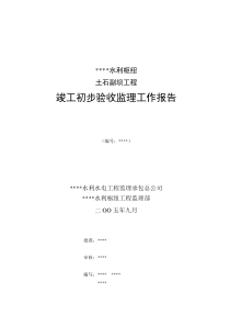 宁夏某水利枢纽土石副坝工程竣工初步验收监理工作报告