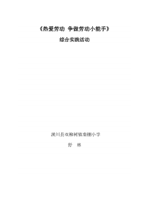 《热爱劳动 争做劳动小能手》综合实践 材料  舒林