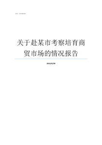 关于赴某市考察培育商贸市场的情况报告赴日考察