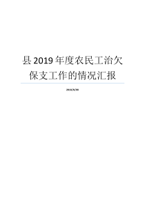 县2019年度农民工治欠保支工作的情况汇报农民工工资情况汇报2019年农民工工资新规