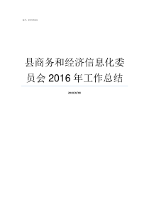 县商务和经济信息化委员会2016年工作总结