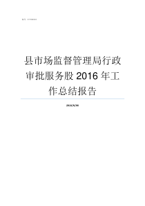 县市场监督管理局行政审批服务股2016年工作总结报告