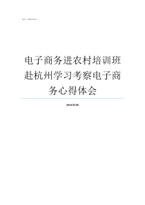 电子商务进农村培训班赴杭州学习考察电子商务心得体会