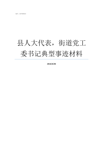 县人大代表街道党工委书记典型事迹材料街道人大代表联络站