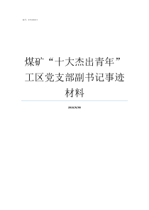 煤矿十大杰出青年工区党支部副书记事迹材料