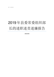 2019年县委常委组织部长的述职述责述廉报告