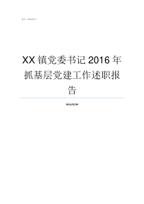 XX镇党委书记2016年抓基层党建工作述职报告