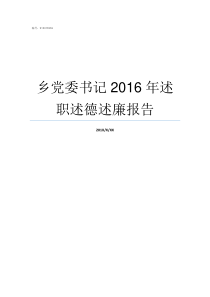 乡党委书记2016年述职述德述廉报告