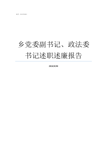 乡党委副书记政法委书记述职述廉报告乡党委副书记能升吗