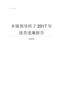 乡镇领导班子2017年述责述廉报告