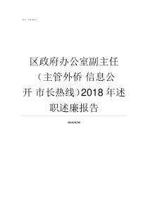 区政府办公室副主任主管外侨nbsp信息公开nbsp市长热线2018年述职述廉报告