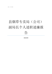 县烟草专卖局公司副局长个人述职述廉报告县烟草专卖局好进吗