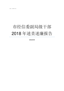 市经信委副局级干部2018年述责述廉报告北京市纪检委干部名单