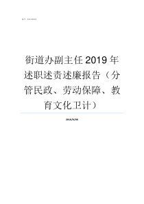 街道办副主任2019年述职述责述廉报告分管民政劳动保障教育文化卫计2019街道办事处招聘