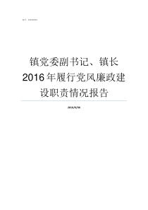 镇党委副书记镇长2016年履行党风廉政建设职责情况报告