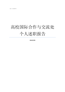 高校国际合作与交流处个人述职报告