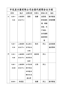 中迅显示器有限公司全国代理商会议日程