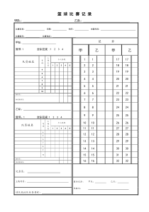 篮球比赛记录表A4(简易版)