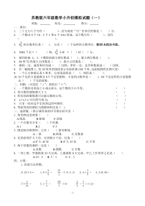 苏教版数学小升初模拟试卷