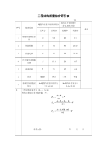 工程结构质量综合评价表