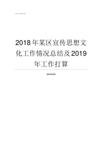 2018年某区宣传思想文化工作情况总结及2019年工作打算2018年网络宣传周