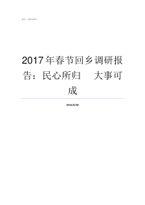 2017年春节回乡调研报告民心所归nbsp大事可成带病回乡2018优抚待遇