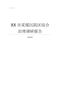 XX市采煤沉陷区综合治理调研报告