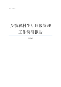 乡镇农村生活垃圾管理工作调研报告农村生活垃圾管理