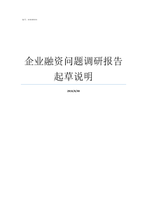 企业融资问题调研报告起草说明