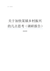 关于加快某镇乡村振兴的几点思考调研报告如何加快推进乡村振兴