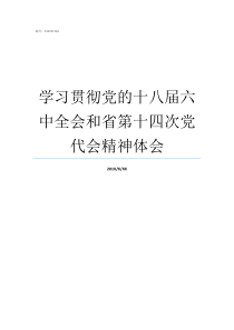 学习贯彻党的十八届六中全会和省第十四次党代会精神体会