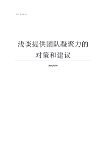 浅谈提供团队凝聚力的对策和建议