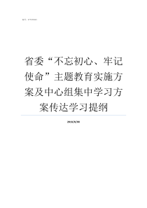 省委不忘初心牢记使命主题教育实施方案及中心组集中学习方案传达学习提纲牢记初心不忘使命发言材料