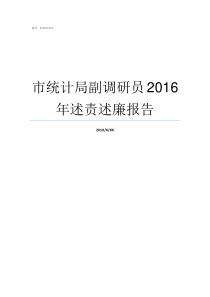 市统计局副调研员2016年述责述廉报告统计局调研员什么职位
