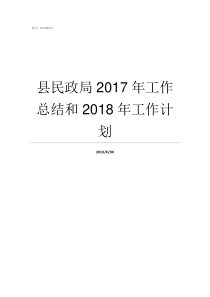 县民政局2017年工作总结和2018年工作计划
