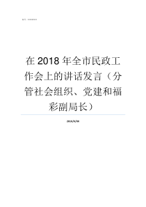 在2018年全市民政工作会上的讲话发言分管社会组织党建和福彩副局长民政