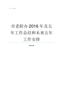 市老龄办2016年及五年工作总结和未来五年工作安排