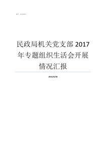 民政局机关党支部2017年专题组织生活会开展情况汇报民政局工作汇报