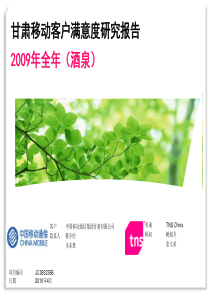 TNS：甘肃移动2009年客户满意度研究报告(全年总报告)